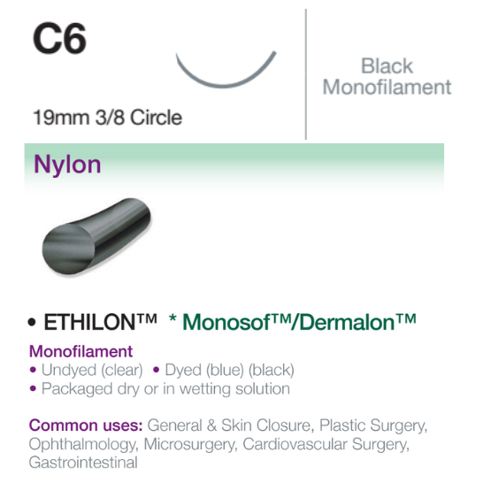 LOOK™ Nylon Black Monofilament Reverse Cutting 19mm 3/8 Circle