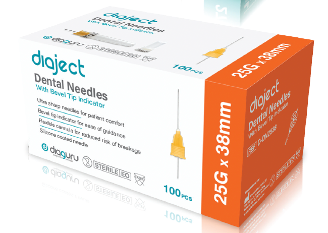 Diaject Dental Needles with Bevel Tip Indicator - Various Sizes
