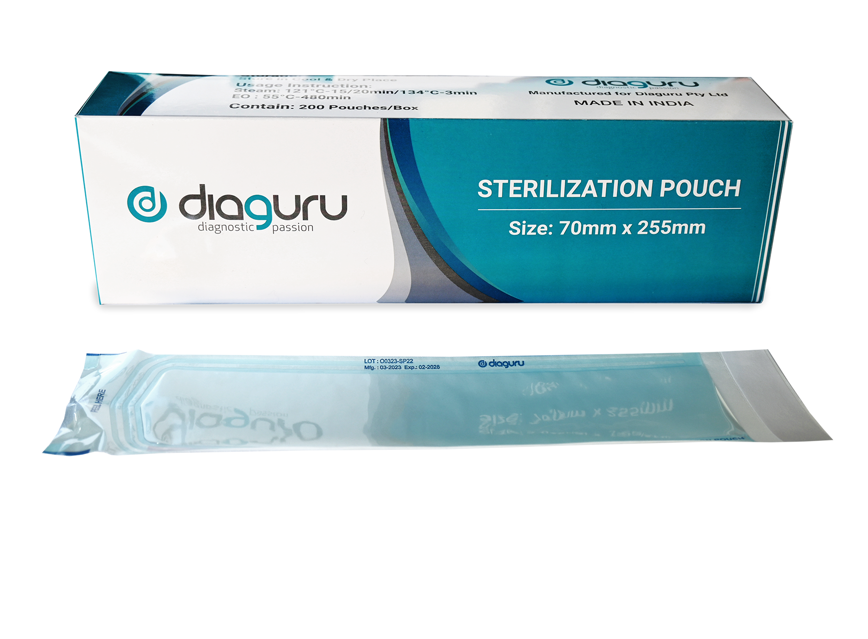 Self Sealing Sterilisation Pouch; 70mm x 255 mm; 200/Pack