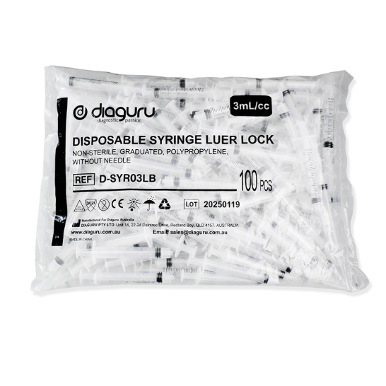 Diaject Disposable Luer Lock Syringe Non-Sterile - Size 3 ml and 10 ml